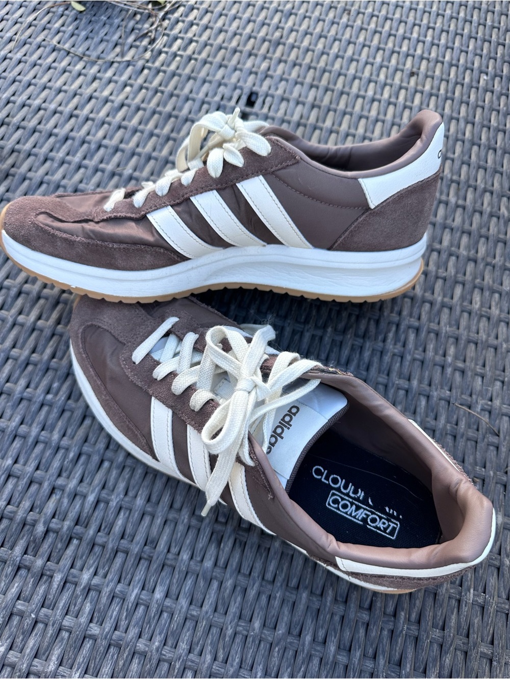 adidas Brown and White Cloudfoam Retro Trainer